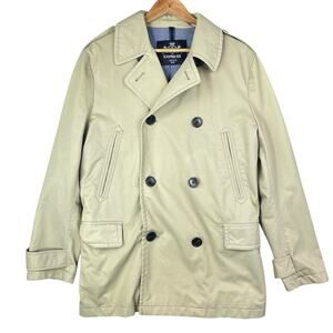 Express Mens Medium Trench Coat Jacket Tan Denim Linings Gorpcore Detective READ
